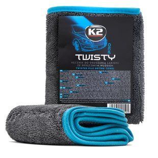 Рушник К2 Twisty Pro для сушки лакофарбової поверхні та полірування двостороння мікрофібра 40 см х 60 см (D0224) K20777 фото
